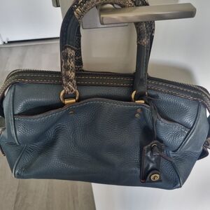 Coach Burgundy Leather Logo Patch Handbag Interior